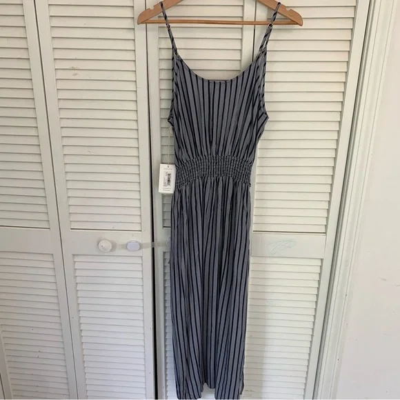 Carve Designs Macy Dress Navy Stripe Women’s Large Relaxed Cami‎ Maxi Dress NWT